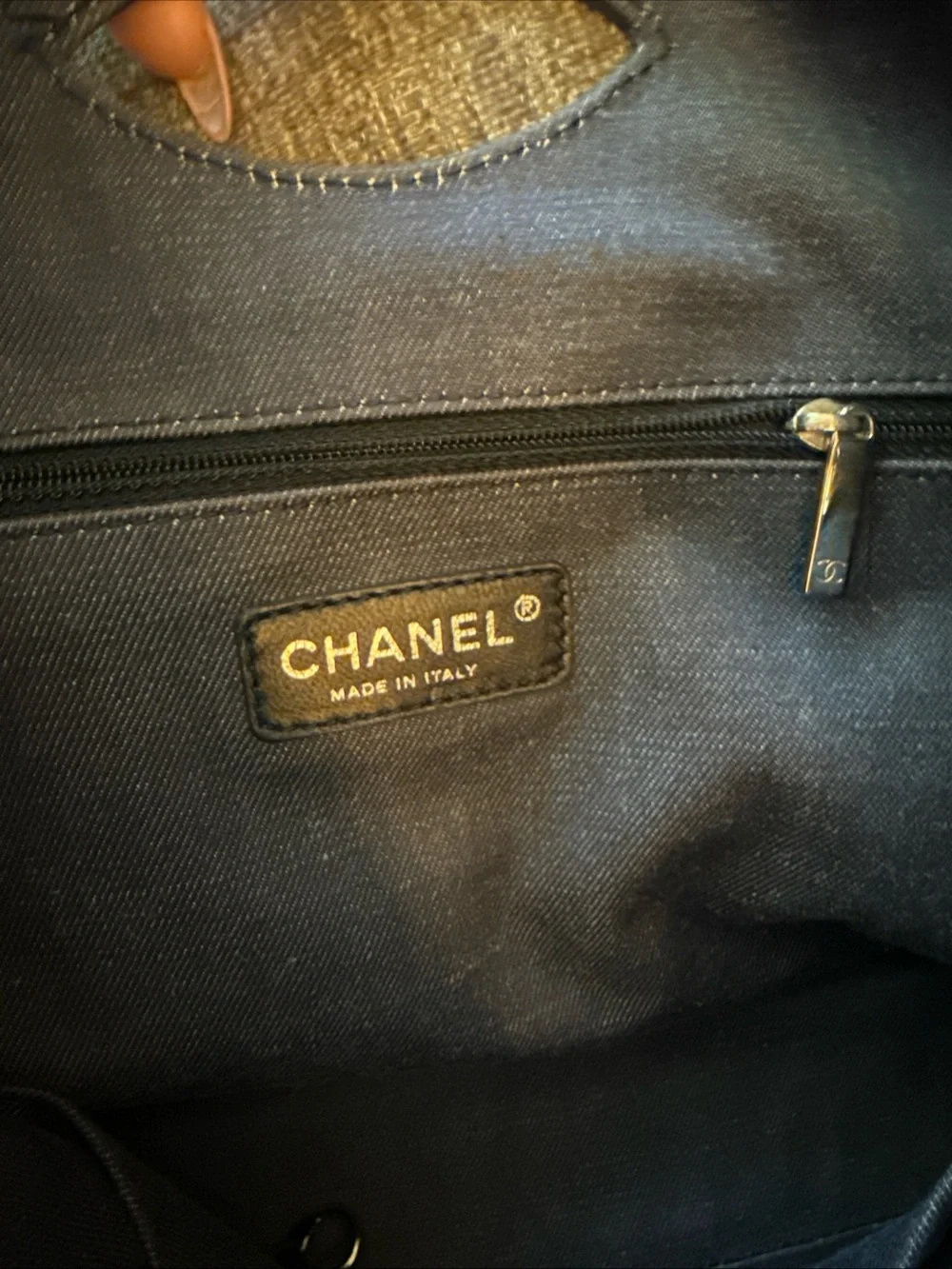AUTH Chanel Marinière striped Chain Tote  bag. Cruise line
